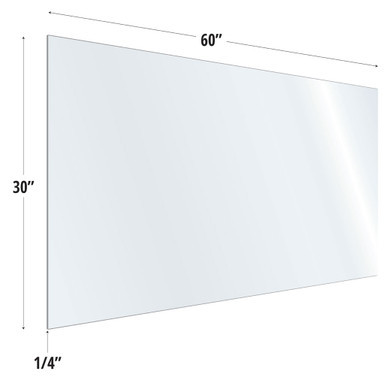 OfficeSource SafeGuard Barrier Collection Clear Acrylic Screen with Square Edges - 60''W x 30''H