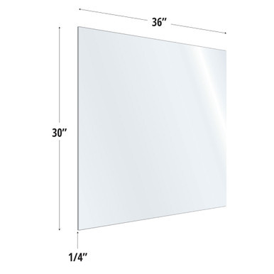 OfficeSource SafeGuard Barrier Collection Clear Acrylic Screen with Square Edges - 36''W x 30''H