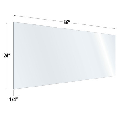OfficeSource SafeGuard Barrier Collection Clear Acrylic Screen with Square Edges - 66''W x 24''H