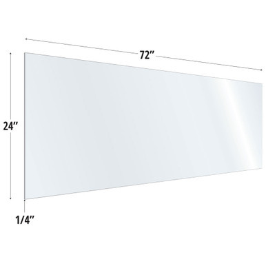 OfficeSource SafeGuard Barrier Collection Clear Acrylic Screen with Square Edges - 72''W x 24''H