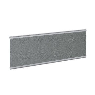 36-inch desk mounted fabric privacy panel with metal trim installed on a modern office workstation