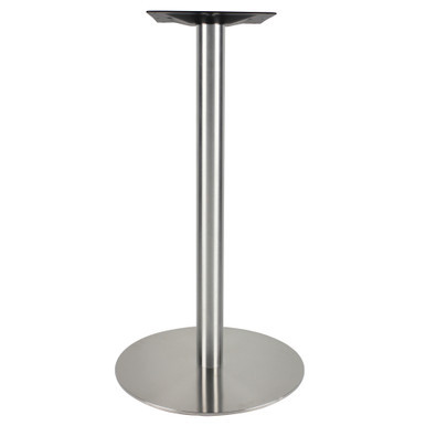OfficeSource cafe height round table base with brushed aluminum finish for modern office break rooms