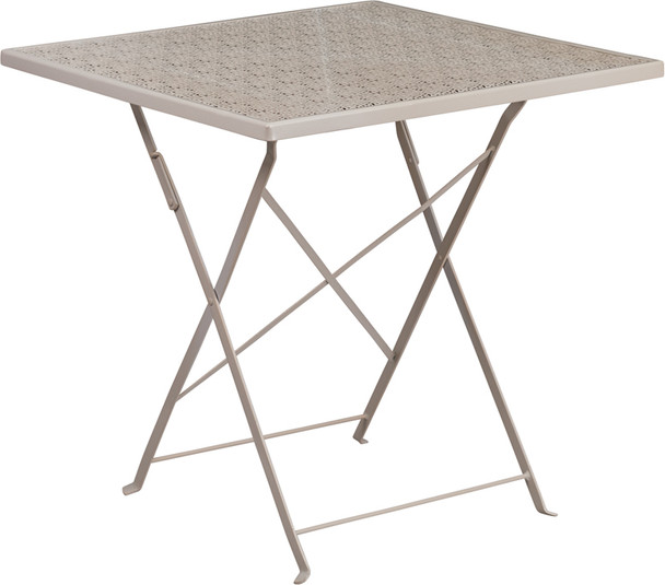28'' Square Light Gray Indoor-Outdoor Steel Folding Patio Table