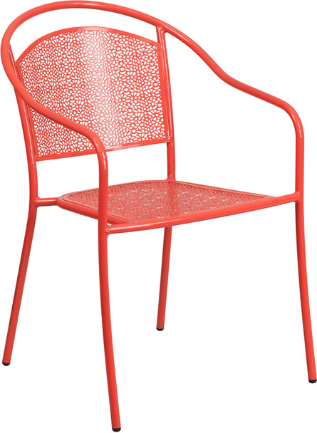 Coral Indoor-Outdoor Steel Patio Arm Chair with Round Back