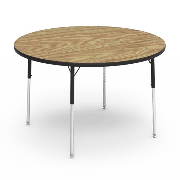 4000 Series 48" Round Activity Table, Medium Oak Top, Char Black Edge, Char Black Frame