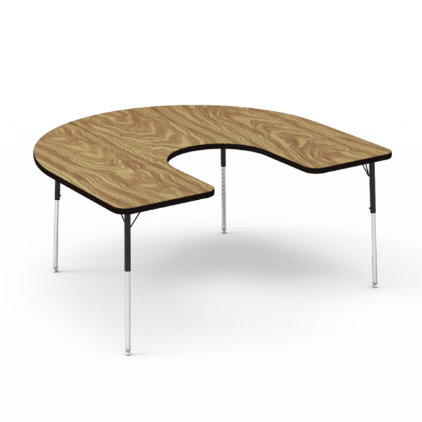 4000 Series 60" x 66" Horseshoe Activity Table, Medium Oak Top, Char Black Edge, Char Black Frame