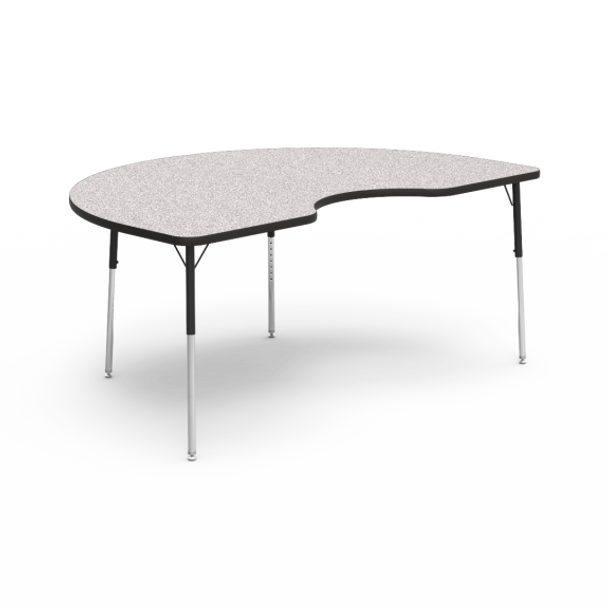 4000 Series 48" x 72" Kidney Activity Table, Grey Nebula Top, Char Black Edge, Char Black Frame