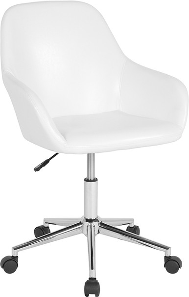 Cortana Home and Office Mid-Back Chair in White Leather