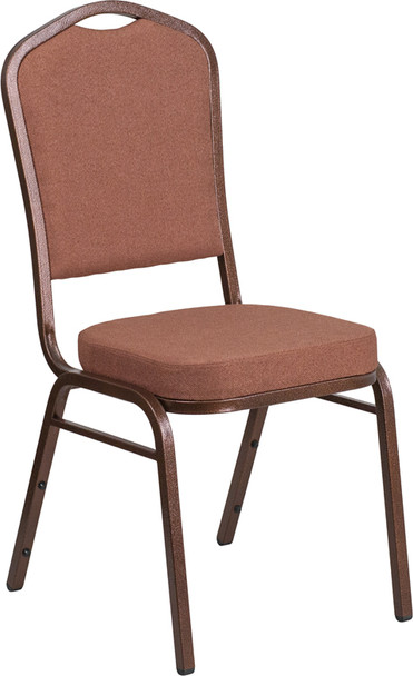 TYCOON Series Crown Back Stacking Banquet Chair in Brown Fabric - Copper Vein Frame