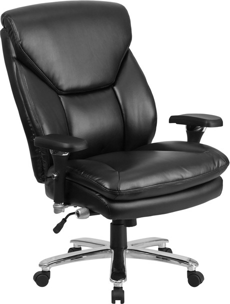 TYCOON Series 24/7 Intensive Use Big & Tall 400 lb. Rated Black Leather Ergonomic Office Chair with Lumbar Knob