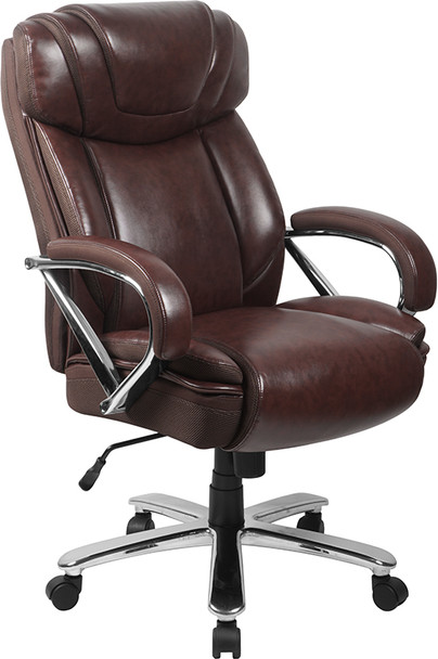 TYCOON Series Big & Tall 500 lb. Rated Brown Leather Executive Swivel Ergonomic Office Chair with Extra Wide Seat