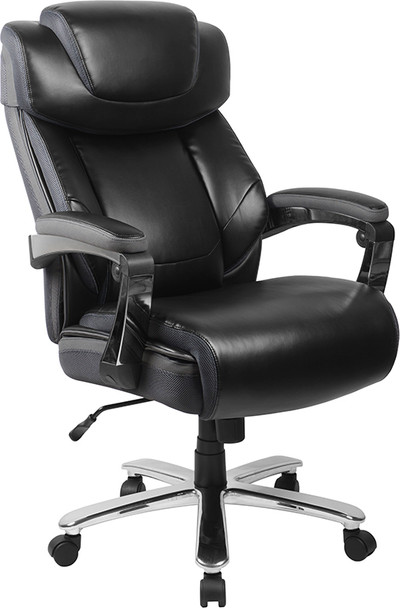 TYCOON Series Big & Tall 500 lb. Rated Black Leather Executive Swivel Ergonomic Office Chair with Adjustable Headrest