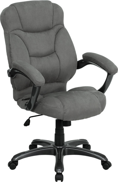 High Back Gray Microfiber Contemporary Executive Swivel Ergonomic Office Chair with Arms