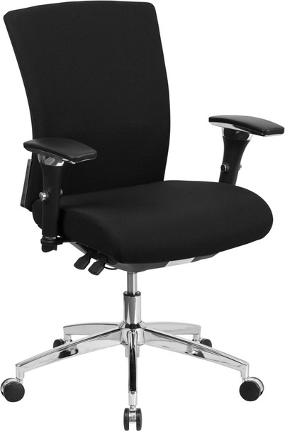 TYCOON Series 24/7 Intensive Use 300 lb. Rated Black Fabric Multifunction Ergonomic Office Chair with Seat Slider