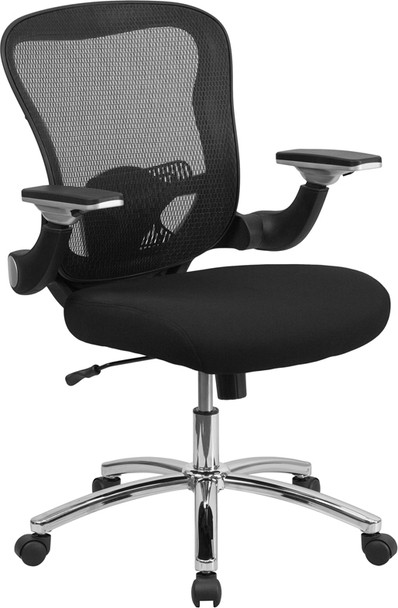 Mid-Back Black Mesh Executive Swivel Ergonomic Office Chair with Height Adjustable Flip-Up Arms