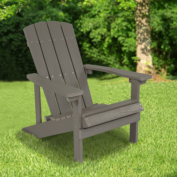 Charlestown All-Weather Adirondack Chair in Light Gray Faux Wood