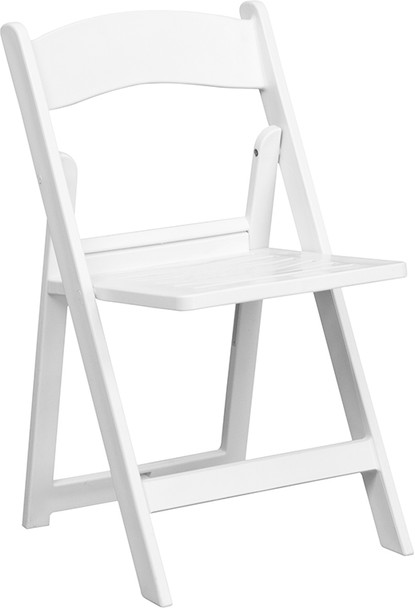 TYCOON Series 1000 lb. Capacity White Resin Folding Chair with Slatted Seat