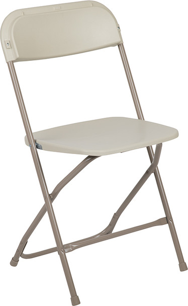 TYCOON Series 650 lb. Capacity Premium Beige Plastic Folding Chair
