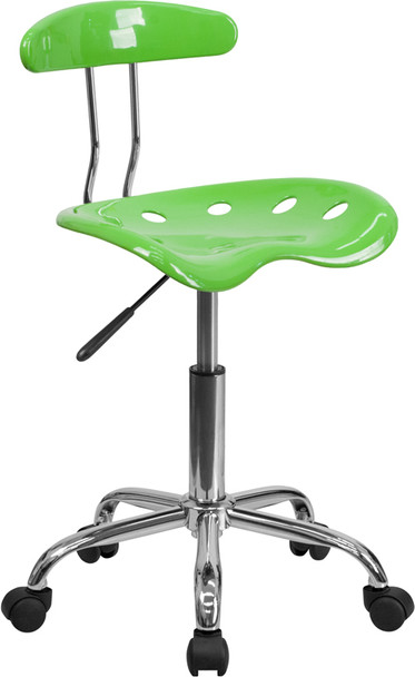 Vibrant Apple Green and Chrome Swivel Task Office Chair with Tractor Seat