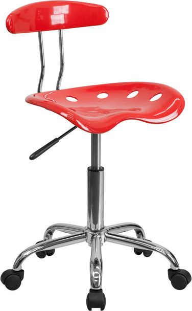 Vibrant Cherry Tomato and Chrome Swivel Task Office Chair with Tractor Seat