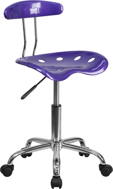 Vibrant Violet and Chrome Swivel Task Office Chair with Tractor Seat