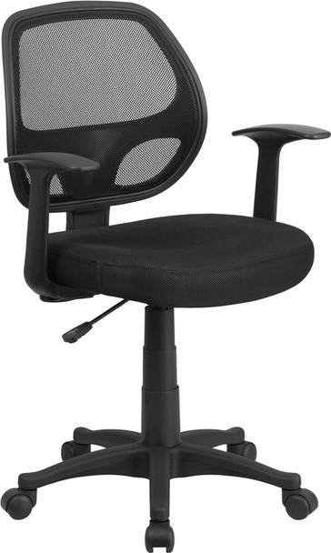 Mid-Back Black Mesh Swivel Task Office Chair with T-Arms