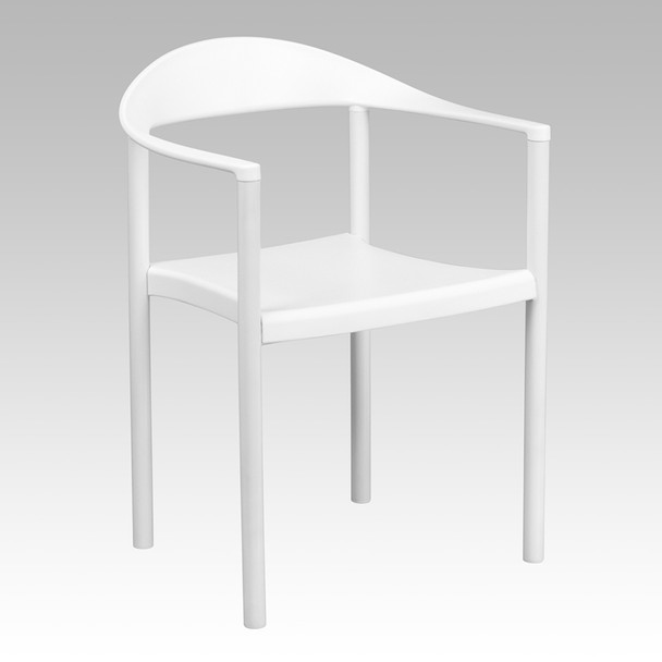 TYCOON Series 1000 lb. Capacity White Plastic Cafe Stack Chair