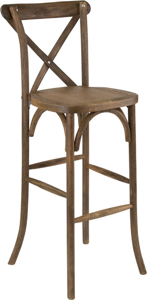 TYCOON Series Dark Antique Wood Cross Back Barstool