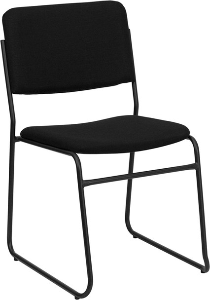 TYCOON Series 1000 lb. Capacity High Density Black Fabric Stacking Chair with Sled Base