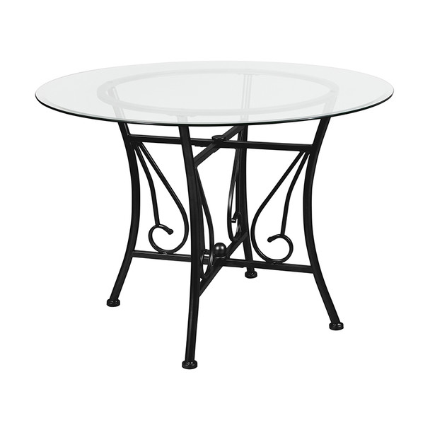 Princeton 42'' Round Glass Dining Table with Black Metal Frame