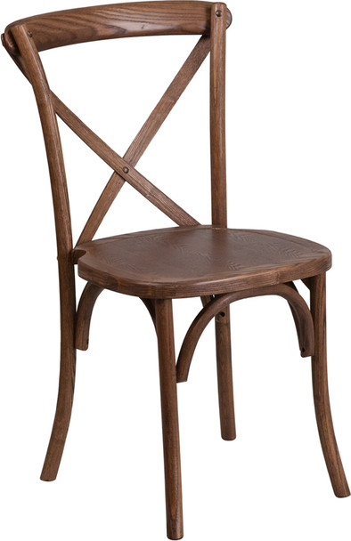 TYCOON Series Stackable Pecan Wood Cross Back Chair