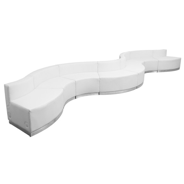 TYCOON Alon Series Melrose White Leather Reception Configuration, 8 Pieces