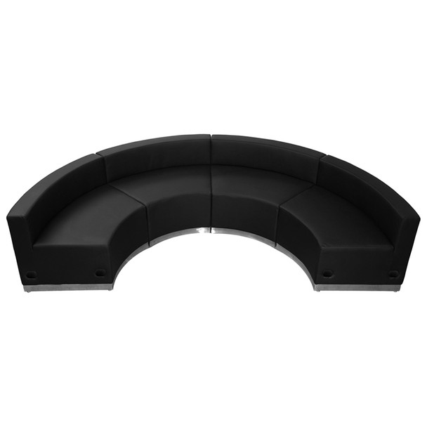 TYCOON Alon Series Black Leather Reception Configuration, 4 Pieces