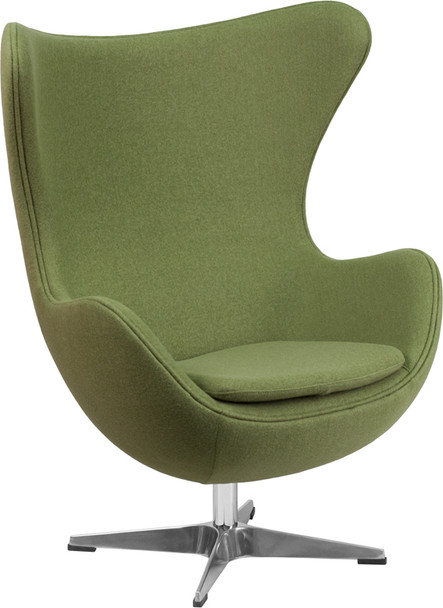 Grass Green Wool Fabric Egg Chair with Tilt-Lock Mechanism