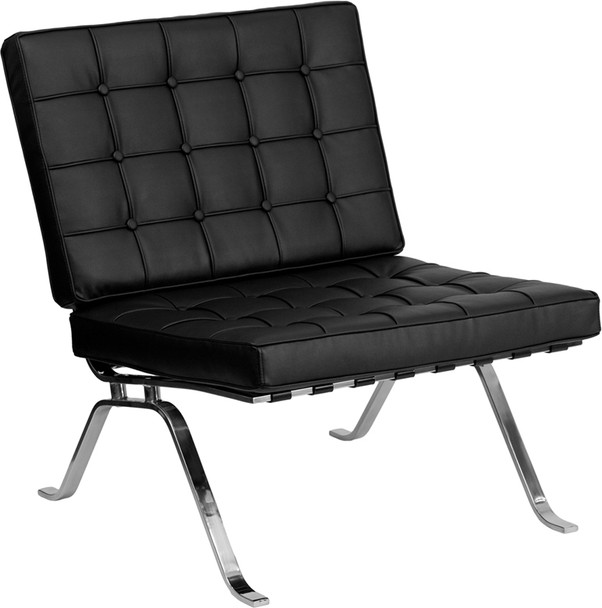 TYCOON Flash Series Black Leather Lounge Chair with Curved Legs