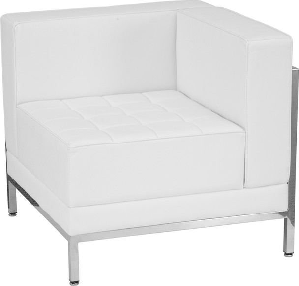 TYCOON Imagination Series Contemporary Melrose White Leather Right Corner Chair with Encasing Frame