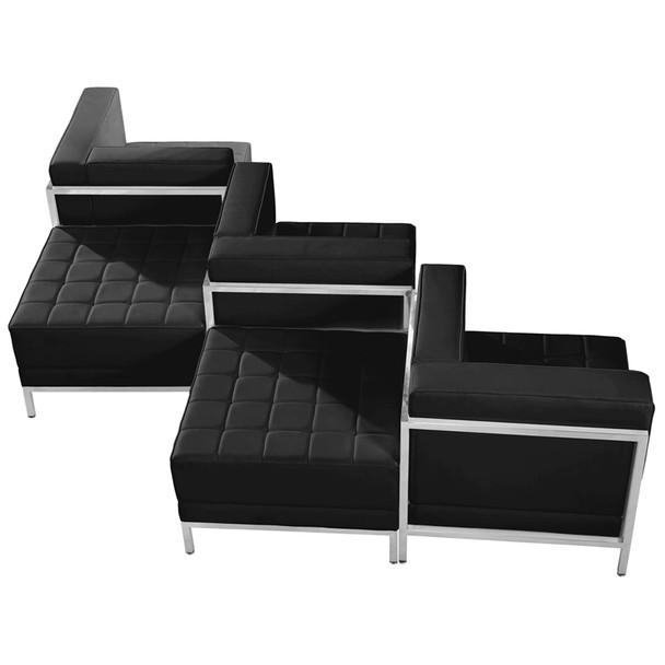 TYCOON Imagination Series Black Leather 5 Piece Chair & Ottoman Set