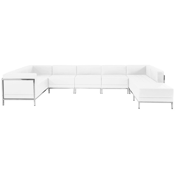 TYCOON Imagination Series Melrose White Leather U-Shape Sectional Configuration, 7 Pieces