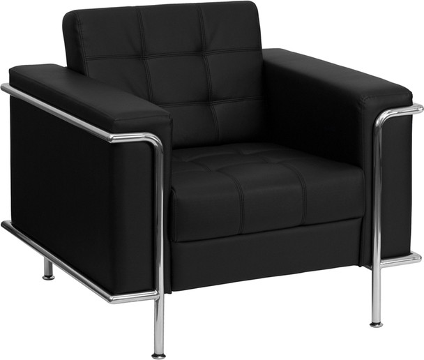 TYCOON Lesley Series Contemporary Black Leather Chair with Encasing Frame