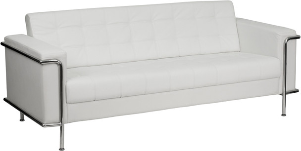 TYCOON Lesley Series Contemporary Melrose White Leather Sofa with Encasing Frame