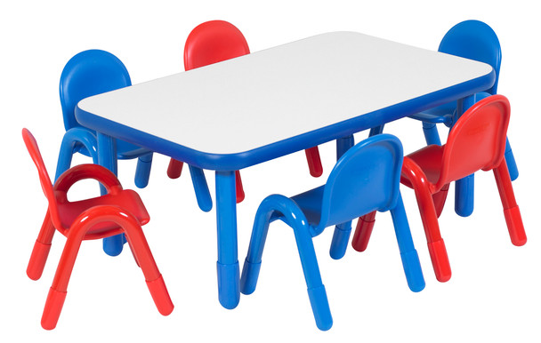 BaseLine® Preschool 48" x 30" Rectangular Table & Chair Set - Royal Blue