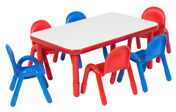 BaseLine® Preschool 48" x 30" Rectangular Table & Chair Set - Candy Apple Red