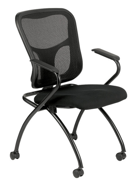 Eurotech Flip Mesh Fabric Chair with Casters with Arms Black