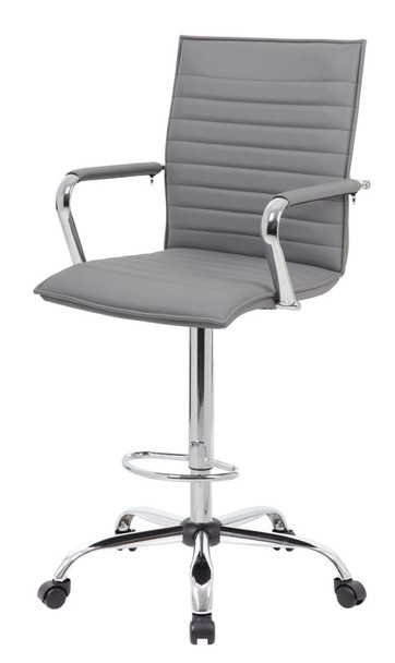 Boss Vinyl Ribbed Drafting Stool Grey