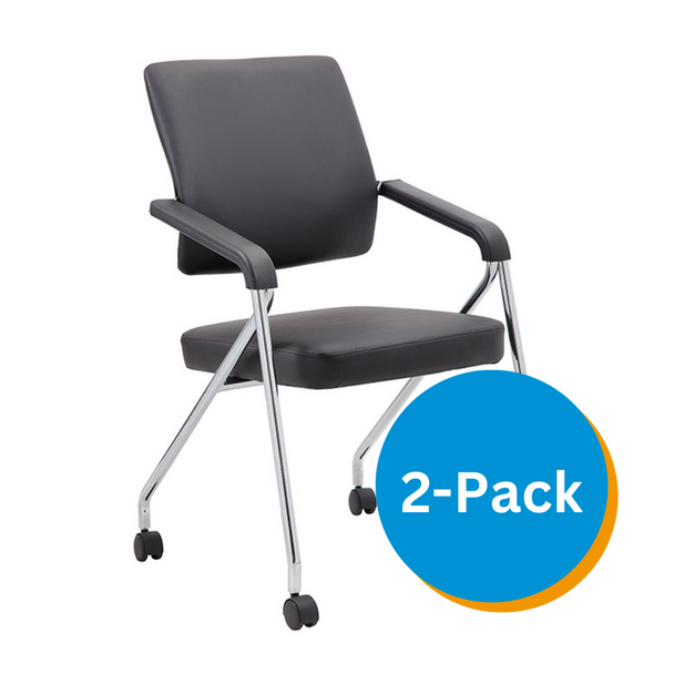 Boss Black Caressoft Plus Training Chair With Chrome Frame,2 In A Box