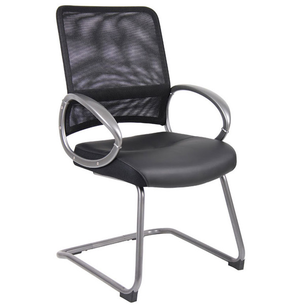 Boss Mesh Back W/ Pewter Finish Guest Chair Black