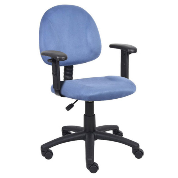 Boss Blue Microfiber Deluxe Posture Chair W/ Adjustable Arms.
