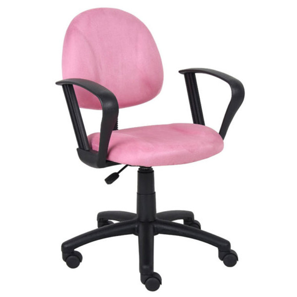 Boss Pink Microfiber Deluxe Posture Chair W/ Loop Arms.