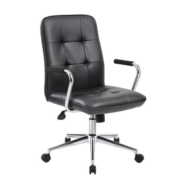 Boss Modern Office Chair w/Chrome Arms - Black