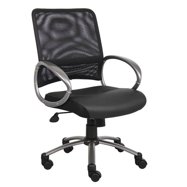 Boss Mesh Back W/ Pewter Finish Task Chair Black